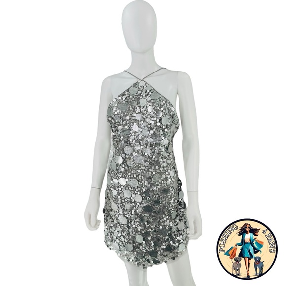 Lovers and Friends Silver Quinn Embellished Party Cocktail Mini Dress Size XL - Picture 1 of 11